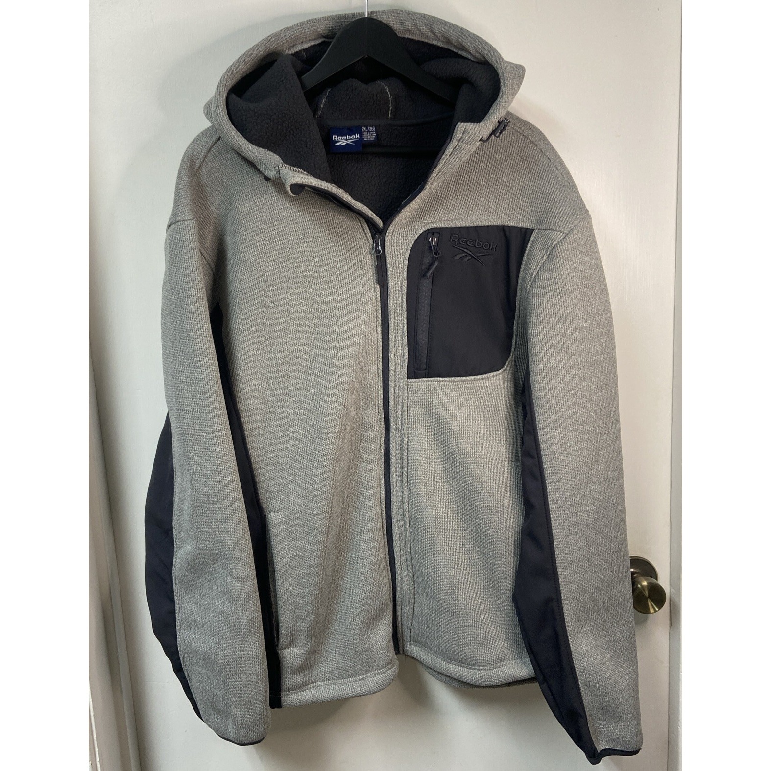 Reebok Outerwear Mens Size Xxl Grey Full Zip Jacket Fleece Line Omrb893 Nwt $165